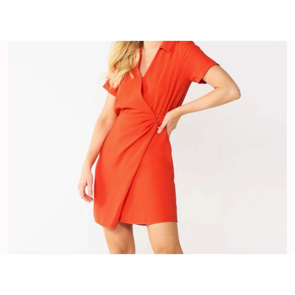 Nine West Surplice Shirt Dress Size XXL Spring Summer Wrap Short Sleeve Mini New